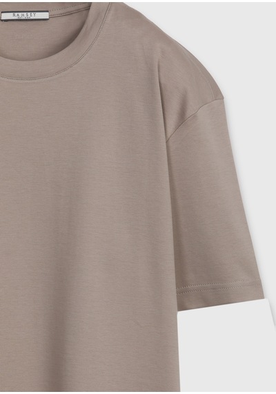 Ramsey Bej Düz Bisiklet Yaka %100 Pamuk T-shirt bej beige