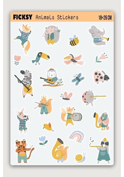 Sevimli Hayvanlar Sticker Seti - 25 Adet Etiket Çıkartma Diğer