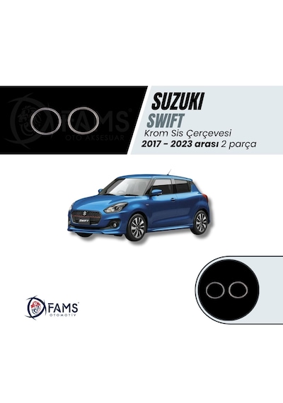 Suzuki Swift 2017-2023 Krom Sis Çerçevesi 2 Parça Paslanmaz Çelik