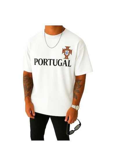 Portugal Baskılı Tişört BEYAZ