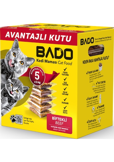 Bado Yetişkin Kedi Maması Etli 5x1kg