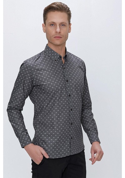 Efor G 1518 Slim Fit Gri Spor Gömlek Gri