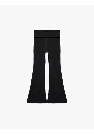 Koton Beli Lastikli Slim Fit İspanyol Paça Tayt Siyah 7wkg40192ak
