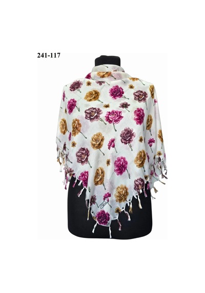 Dolce Cotton Desenli Sökme Boncuklu Eşarp 241-117 Çok Renkli