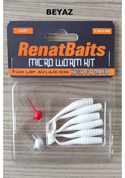 Renat Baits Micro Worm Kit 5 Cm 3 Gr Silikon Yem Seti Beyaz