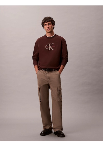 Erkek %100 Pamuklu Ck Logolu Yuvarlak Yakalı Uzun Kollu Kahverengi Sweatshirt Kahverengi Erkek %100 Pamuklu Ck Logolu Yuvarlak Yakalı Uzun Kollu Kahverengi Sweatshirt Kahverengi