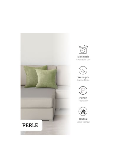 Br Perle Home Daily Series Ada Çayı Rengi Kırlent Yastık Kılıfı Ada Çayı