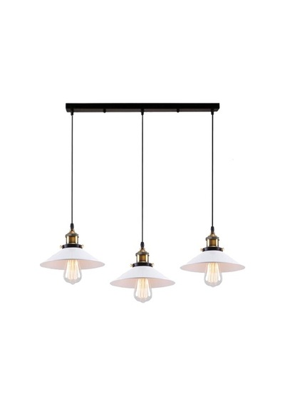 Dylight Retro Metal Beyaz Üçlü Sarkıt Avize Genişlik:60cm