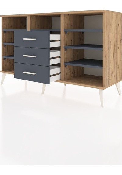 Kronos Konsol 7 Raflı 3 Çekmeceli 132x59x83 Çam-antrasit/antrasit Antrasit/antrasit Kronos Konsol 7 Raflı 3 Çekmeceli 132x59x83 Çam-antrasit/antrasit Antrasit/antrasit
