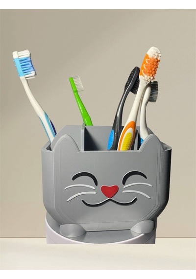 Diş Fırçası Kabı Ve Banyo Diş Fırçalık Gri