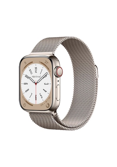 Apple Watch Uyumlu 38mm 40mm 41mm Seri 3 4 5 6 7 8 Se Kordon Starlight Milano Hasır Örgü Metal