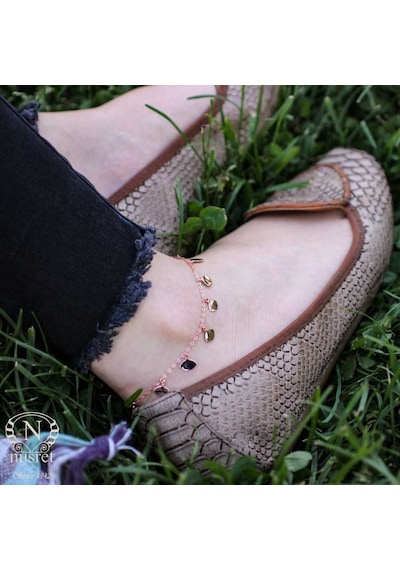 Nusret 925 Ayar Rose Gümüş Göz Model Halhal Rose Gold