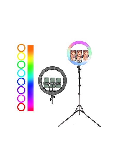 14" Rgb Ring Light Yuvarlak Led Işık + 2 M Tripod Işık Ayağı