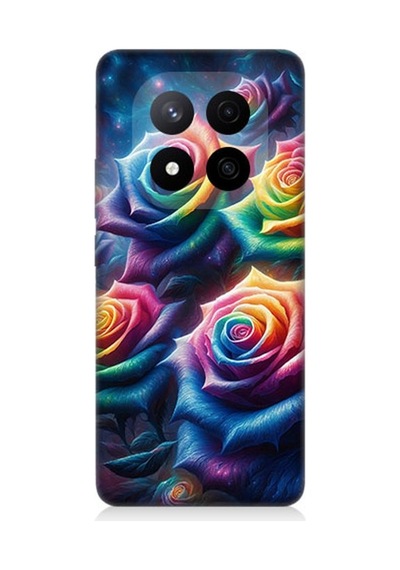 Xiaomi Redmi Note 14 Pro Plus Uyumlu Gökkuşağı Güllerin Patlaması Desenli Silikon Kılıf Çok Renkli