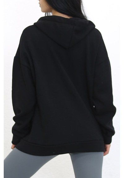 Bes Collections 3 Iplik Kapşonlu Fermuarlı Sweat Siyah - 7980.1254. Siyah siyah