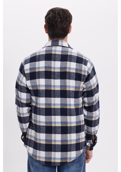 Tudors Erkek Slim Fit Dar Kesim Kareli Kışlık Oduncu Gömlek-42201 Lacivert Tudors Erkek Slim Fit Dar Kesim Kareli Kışlık Oduncu Gömlek-42201 Lacivert