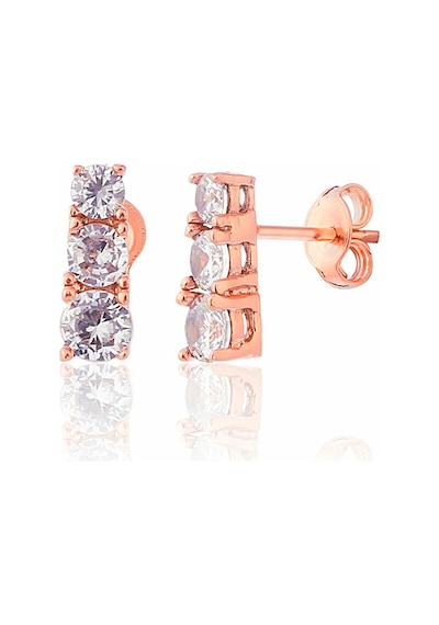 Zanaatsilver 925 Ayar Gümüş Rose Kaplama 3taş Tria Küpe