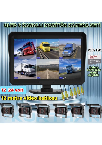 Qled Ekran 10'' Dvr Monitör 6 Adet Metal Kasa Bus Kamera 12 24 V