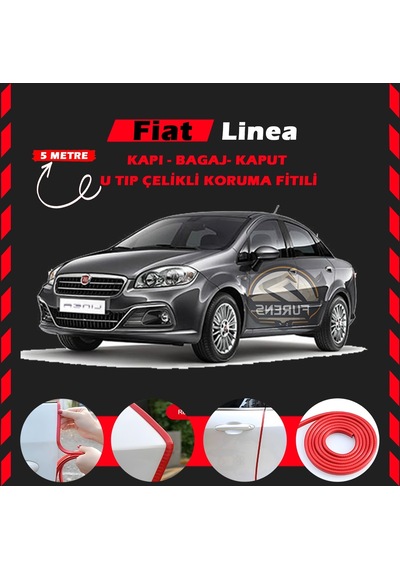 Fiat Linea Oto Araç Kapı Koruma Fitili 5metre Parlak Kırmızı Renk