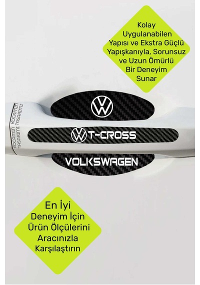 Karbon Desenli Volkswagen T-cross Kapı İçi Kolları Çizilmelere Karşı Koruma Folyo Seti - Şık Dekoratif Tasarım