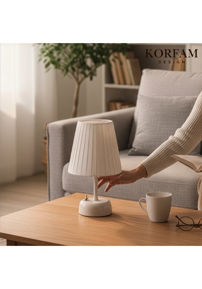 Beyaz Keten Kumaş Pilli Masa & Gece Lambası Çok Renkli 66012314