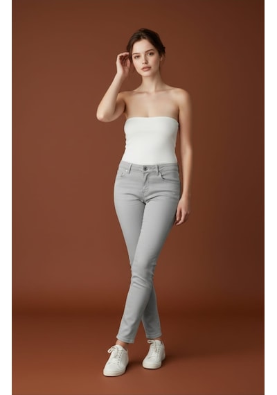 Skinny Kalıp Kadın Pantolon-byn-36000 Gri