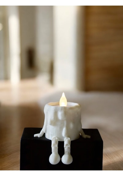 Hareketli Ayaklı Tealight Mum Figürü - Eriyen Sevimli Biblo Dekoratif Mumluk Çok Renkli