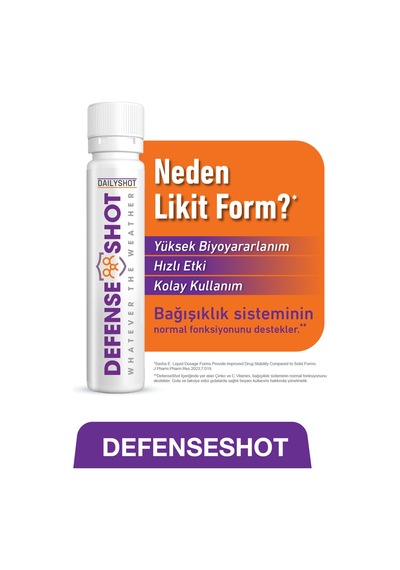 Defense Shot Kara Mürver, Afrika Sardunyası, Zencefil İçeren Gıda Takviyesi 2 X 7 Shot