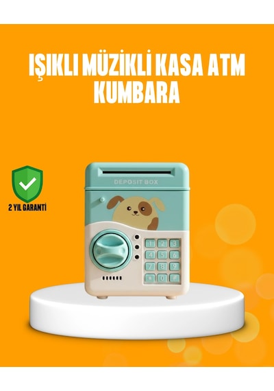 Mey İthalat Su Yeşili Atm Kasa Görünümlü Elektronik Şifreli Çocuk Kumbarası