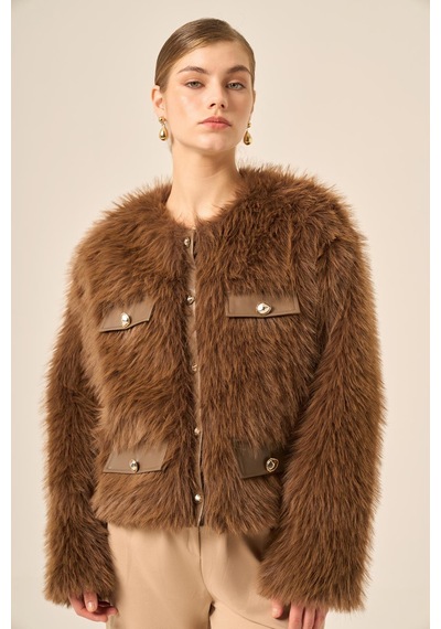 Ftz Women Kadın Peluş Mont Kahve 31241 Kahverengi