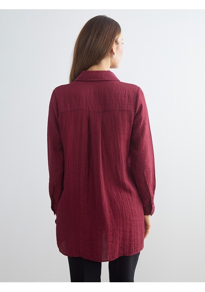 Lcwaıkıkı Classic Bordo Dokulu Kadın Gömlek Tunik
