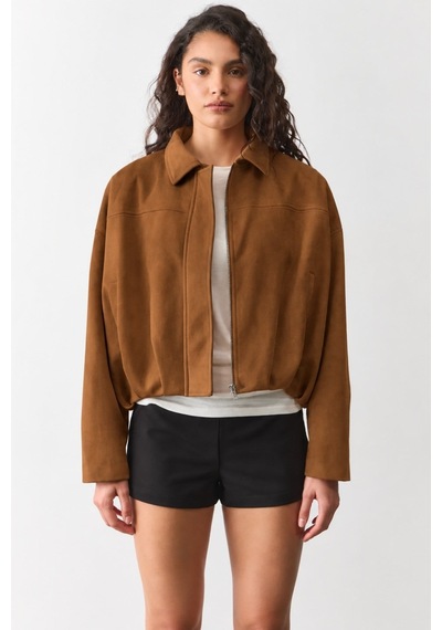 Madmext Taba Süet Bomber Kadın Ceket Mg2903