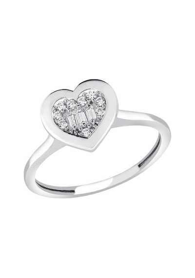Diamond Line - Gülaylar - Beyaz Altın 8 Ayar Kalp Yüzük (530008017)