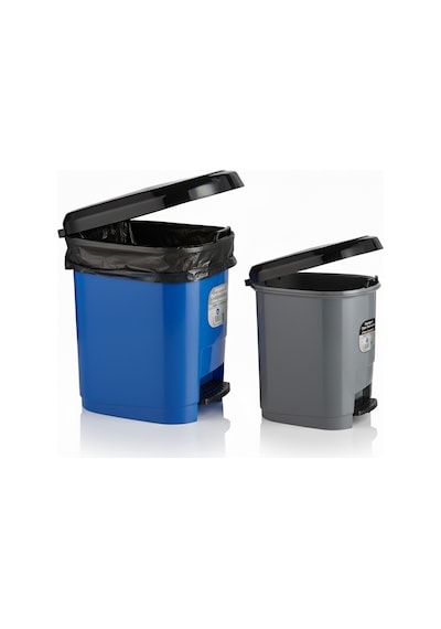20 Lt Ve 9 Lt Plastik Pedallı Çöp Kovası 2'li Set Gri