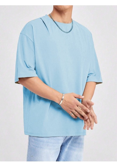 Basic Süprem T-shirt - Bebe Mavisi Oversize Bisiklet Yaka Tişört Bebe Mavi-78162 Basic Süprem T-shirt - Bebe Mavisi Oversize Bisiklet Yaka Tişört Bebe Mavi-78162