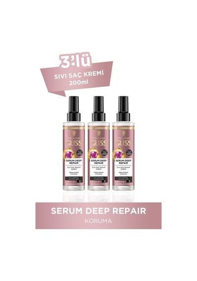 Schwarzkopf Gliss Serum Deep Repair Sıvı Saç Bakım Kremi 3 x 200 ML