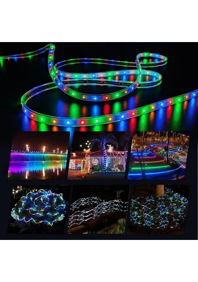 Forlife 20watt Güneş Panelli Solar 10 Metre Hortum Şerit Led Rgb