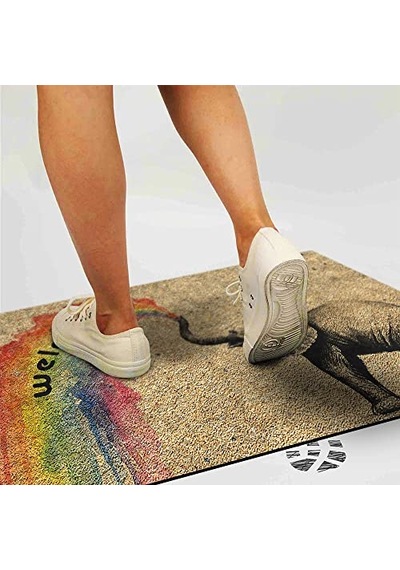 Tasarımlı Dekoratif Kapı Önü Paspas, Dış Mekan/ev İçi/banyo/mutfak/yatak Odası/giriş Paspasları Welcome Fil Çok Renkli