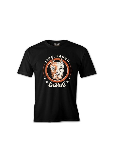 Pitbull Dog Live Laugh Bark Quote Siyah Erkek Tshirt 001