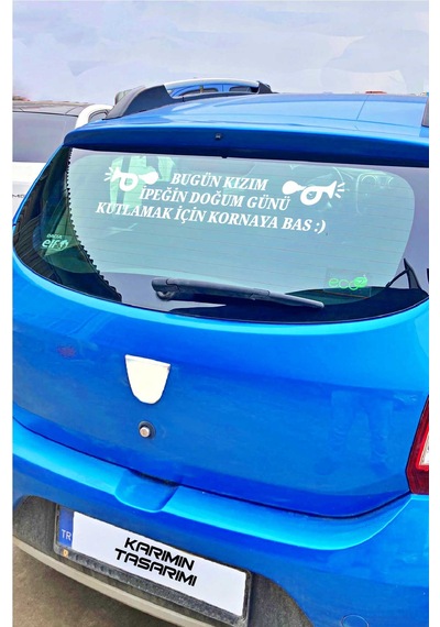 Doğum Günü Araba Eğlenceli Doğum Günü Araç Stickerı Korna Çalarak Kutlayın Yazısı Sticker Bugün Doğum Günü Kişiye Özel Sticker Beyaz