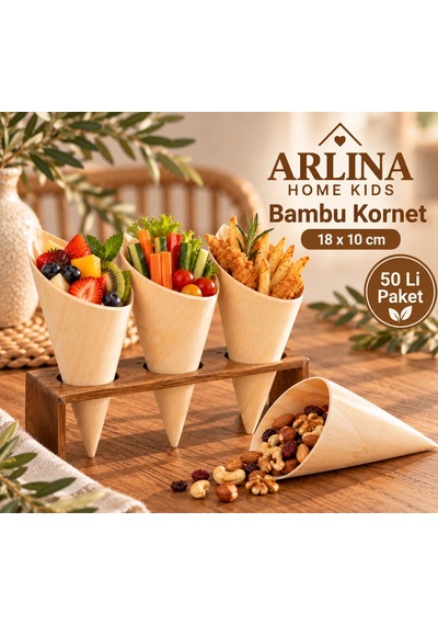 18 10 Cm Bambu Sunum Korneti 50 Li Pket