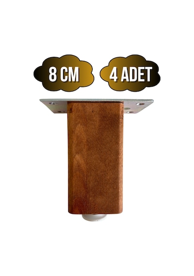 Kale Ayarlı Ahşap Ayak Mobilya Masa Ve Dolap Ayağı Ceviz Kayın/gürgen Ağacı 8cm 4 Adet Ceviz