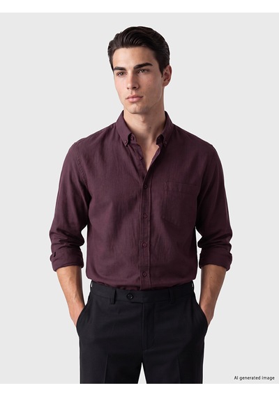 Lcwaıkıkı Classic Bordo Standart Kalıp Armürlü Erkek Gömlek