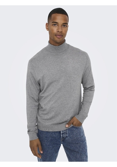 Only & Sons Erkek Mevsimlik Boğazlı Kazak - 22020879 Gri