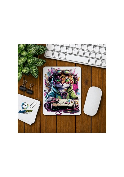 Gamer Cat Baskılı Oyuncu Mousepad 076