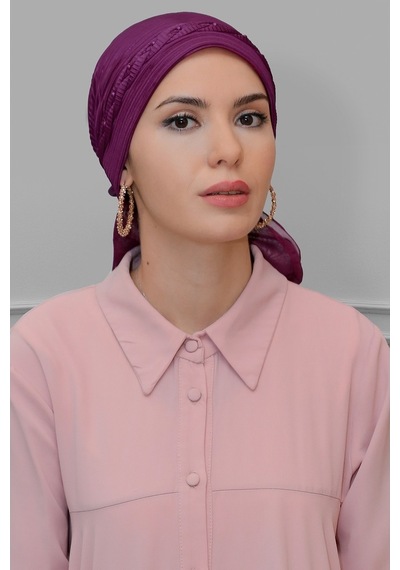 Hürrem Bone Şarabi Pratik Hazır Geçmeli Tesettür Bone Fukuro Piliseli Örgülü (545490601) Çok Renkli