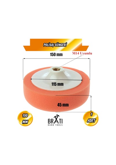 Pasta Polisaj Süngeri M-14 Bağlantılı Oto Araba Parlatma Pedi Sünger Araba Parlatıcı 150mm