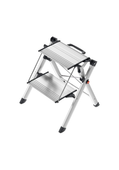 Hailo Mk80 Comfortline Alüminyum Katlanır Merdiven - 150 Kg'a Kadar 2 Büyük Basamak - Entegre Kilit Açma Fonksiyonl Genel