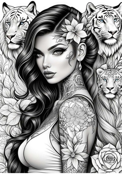 Güzel Kadınlar Tattoo Boyama Kitap Seti 3 Kitap