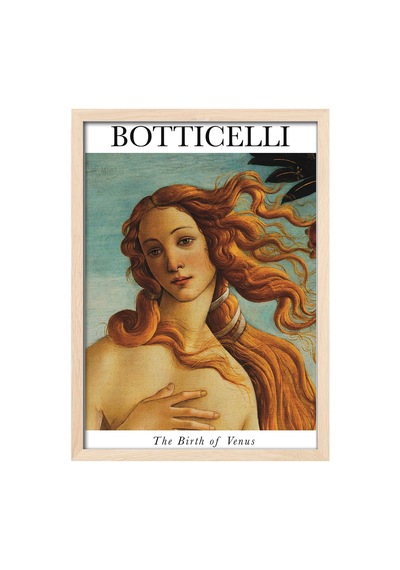 Botticelli The Birth Of Venus Doğal Ahşap Çerçeveli Poster, Dekoratif Sanatsal Duvar Tablosu